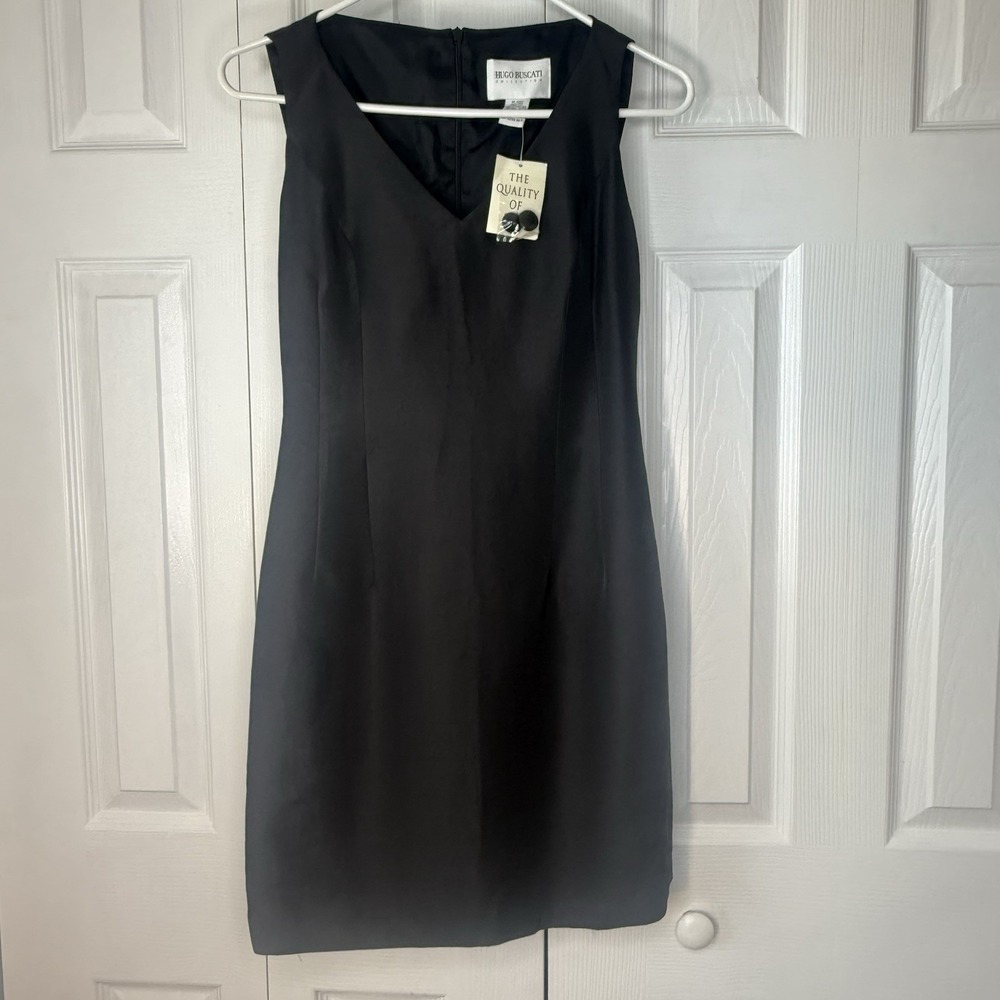 NWT Hugo Buscati Silk Black Sleeveless Sheath Special Occasion Dress - Sz 8